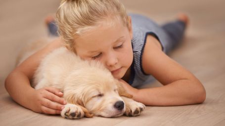 carezze per anima, bambina con cane