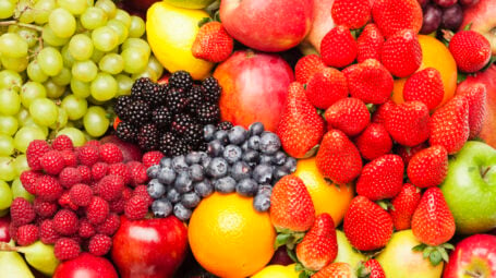 frutta, fragole, mele, uva