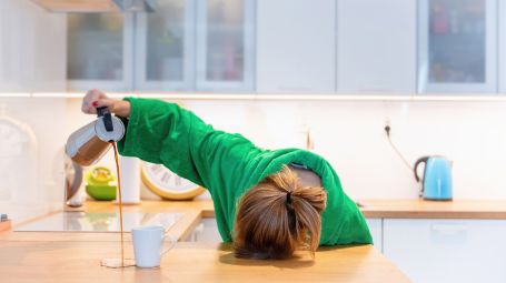 stanchezza, caffè, colazione, dorme