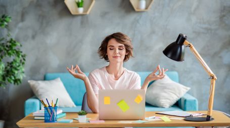 lavoro, casa, meditazione, computer