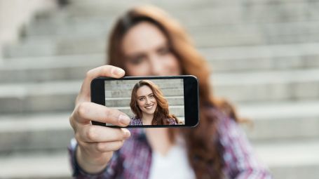 selfie, smartphone, cellulare, bella ragazza