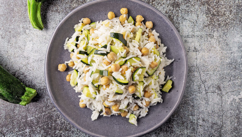 Padellata di riso ceci e zucchine